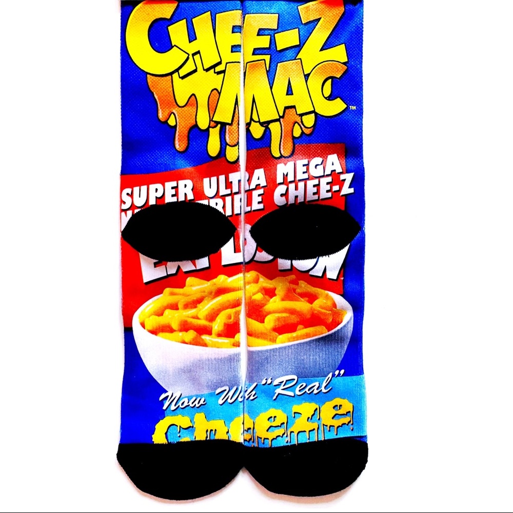 Odd Sox Chee-Z Mac N’ Cheese Crew Socks Blue - Picture 4 of 5